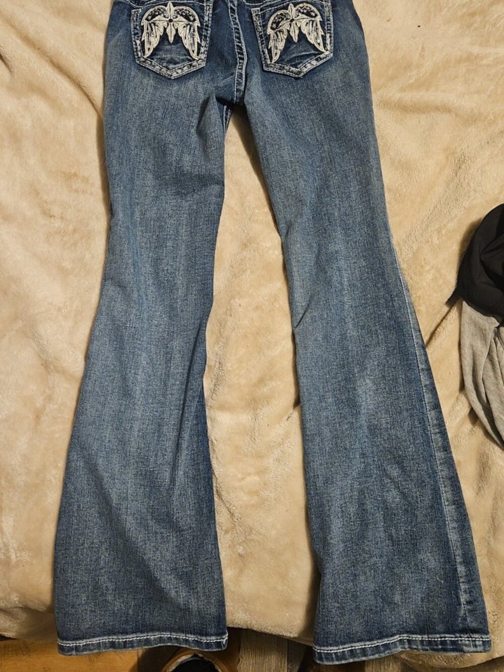 Grace in LA Girls Bootcut Jeans Size 12 Embroidered Wing Pockets